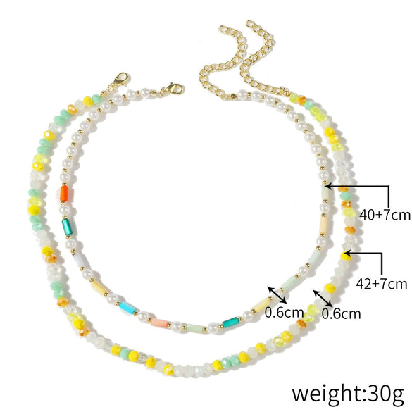 Women's Crystal Beaded Handmade Shell Necklace With Flower Pattern