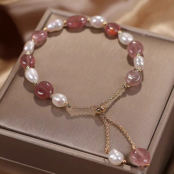 Women's Crystal Bracelet With Dongling Jade And Freshwater Pearl Simple Distinctive Baroque Style