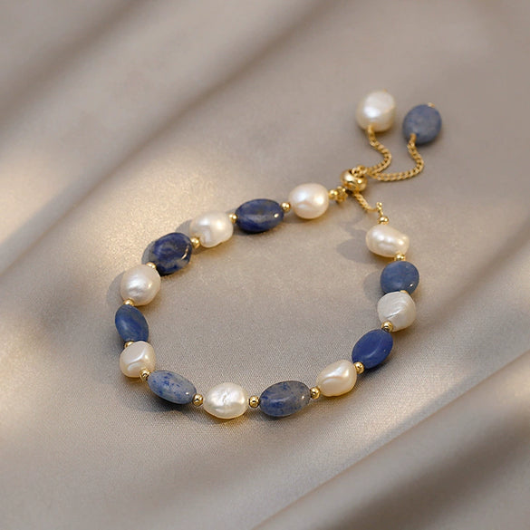 Women's Crystal Bracelet With Dongling Jade And Freshwater Pearl Simple Distinctive Baroque Style