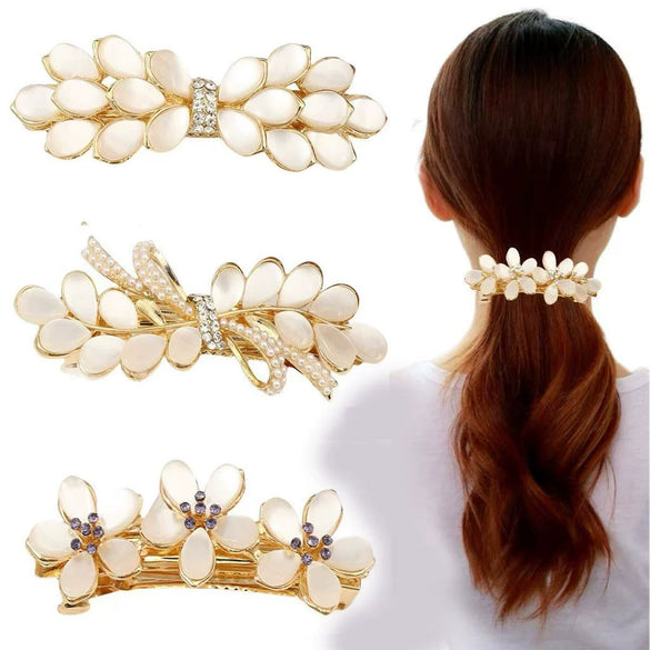 Women's Crystal Diamond Hair Clip With Electroplating Top Clip For Ponytail Accessory