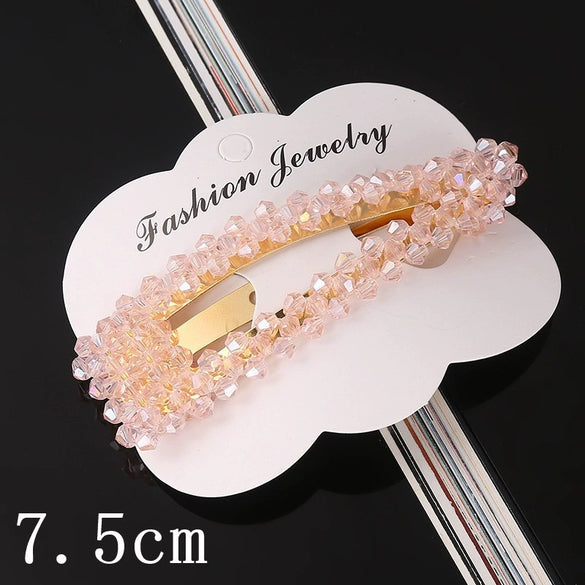 Women's Crystal Geometric Bow Hair Clip Handwoven Bb Clip Hairpin For Bangs Styling