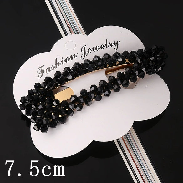 Women's Crystal Geometric Bow Hair Clip Handwoven Bb Clip Hairpin For Bangs Styling