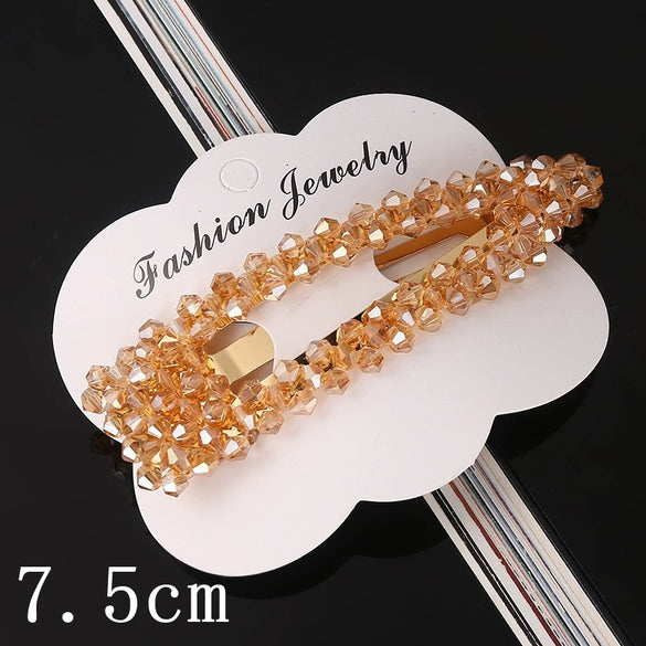 Women's Crystal Geometric Bow Hair Clip Handwoven Bb Clip Hairpin For Bangs Styling