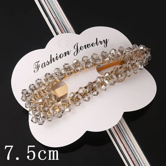 Women's Crystal Geometric Bow Hair Clip Handwoven Bb Clip Hairpin For Bangs Styling