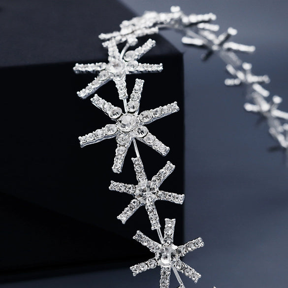 Women's Crystal Star Ribbon Rhinestone Hair Band Elegant Light Luxury Hair Jewelry For Bridesmaids