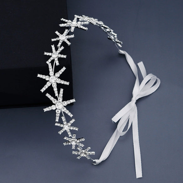 Women's Crystal Star Ribbon Rhinestone Hair Band Elegant Light Luxury Hair Jewelry For Bridesmaids