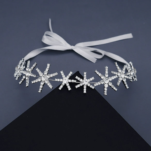 Women's Crystal Star Ribbon Rhinestone Hair Band Elegant Light Luxury Hair Jewelry For Bridesmaids