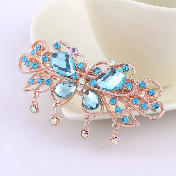 Women's Crystal Tassel Bow Rhinestone Ponytail Hairpin With Electroplating And Animal Style
