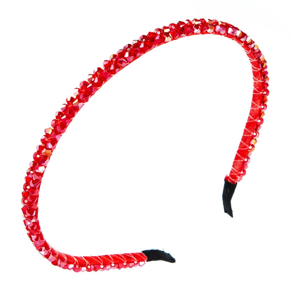 Women's Crystal Woven Fabric Headband With Fine Edge Detail Fashion Hair Hoop Accessory