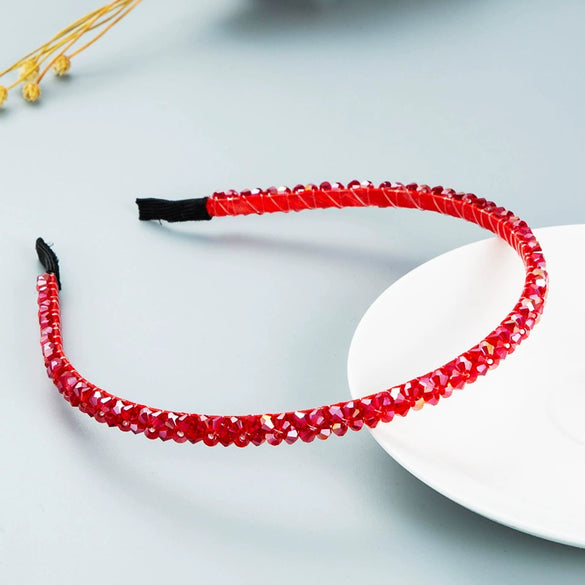 Women's Crystal Woven Fabric Headband With Fine Edge Detail Fashion Hair Hoop Accessory