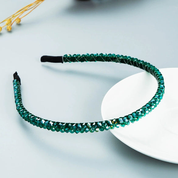 Women's Crystal Woven Fabric Headband With Fine Edge Detail Fashion Hair Hoop Accessory
