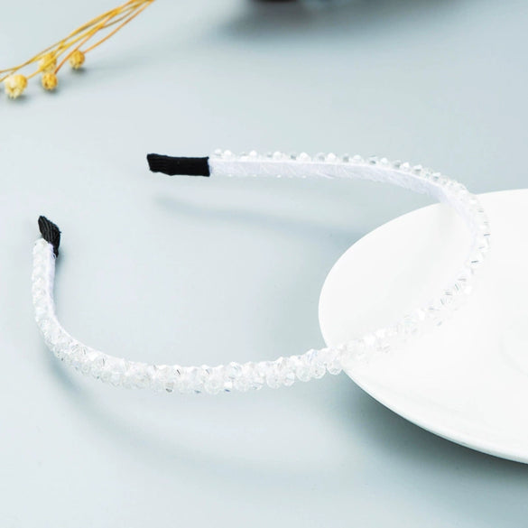Women's Crystal Woven Fabric Headband With Fine Edge Detail Fashion Hair Hoop Accessory