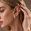 Women's Cshaped Geometric Zircon Clipon Earring Set Multilayer Spiral Ear Cuff Design With Goldtone Electroplating