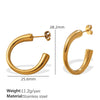 Women's Cshaped 316L Stainless Steel Geometric Electroplated Ear Studs