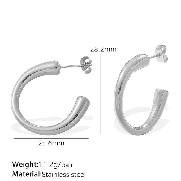 Women's Cshaped 316L Stainless Steel Geometric Electroplated Ear Studs