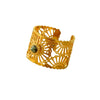 Women's Cut Out Inlaid Natural Stone Ring Titanium Steel 18K Gold Electroplated