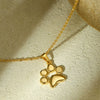 Women's Cute Animal Cat Paw Stainless Steel Necklace With 18K Gold Electroplating