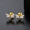 Women's Cute Bee Earrings With Zirconium And Pearl Accents Electroplated Copper Animal Jewelry