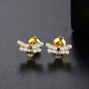 Women's Cute Bee Earrings With Zirconium And Pearl Accents Electroplated Copper Animal Jewelry