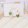 Women's Cute Double Heart Drop Earrings With Alloy Contrast Color Enamel Look And Electroplated Heart Shape Design