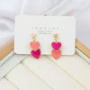Women's Cute Double Heart Drop Earrings With Alloy Contrast Color Enamel Look And Electroplated Heart Shape Design