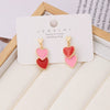 Women's Cute Double Heart Drop Earrings With Alloy Contrast Color Enamel Look And Electroplated Heart Shape Design