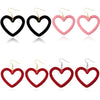 Women's Cute Fashion Heart Earrings With Hollow Flocked Heart Design And Electroplated Finish