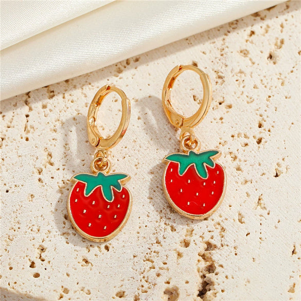 Women's Cute Fruit Dinosaur Irregular Alloy Earrings With Electroplated Finish Creative Fashion Jewelry