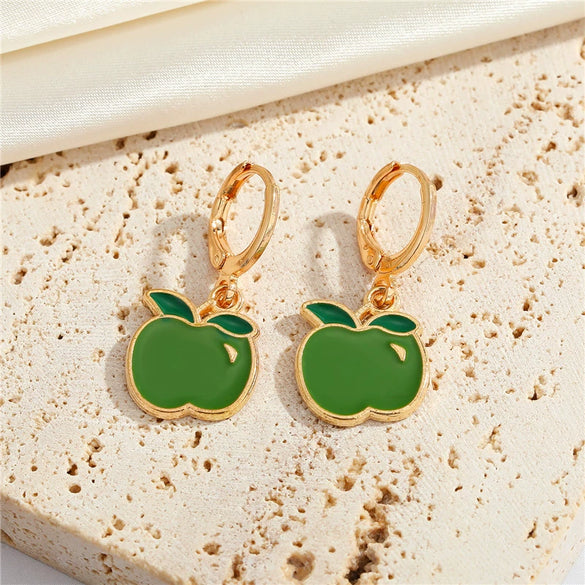 Women's Cute Fruit Dinosaur Irregular Alloy Earrings With Electroplated Finish Creative Fashion Jewelry