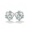 Women's Cute Heart Shaped Copper Earrings With Flower Zircon Detail Oil Drop Finish And Electroplated Craftsmanship
