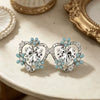 Women's Cute Heart Shaped Copper Earrings With Flower Zircon Detail Oil Drop Finish And Electroplated Craftsmanship