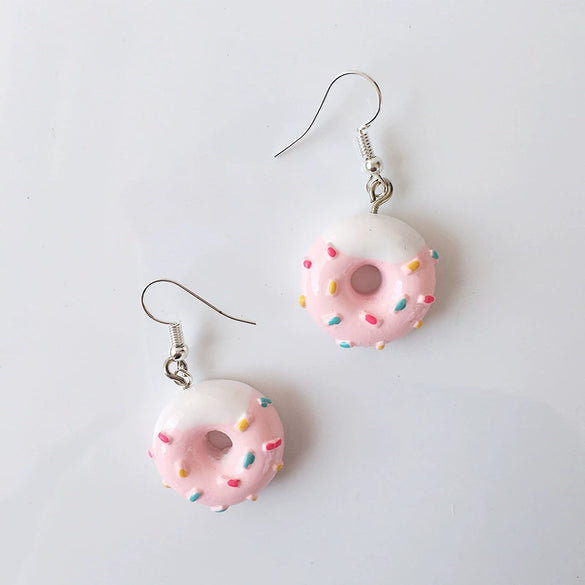 Women's Cute Macaron Donut Resin Earrings With Geometric Foodinspired Design And Ear Hook Closure Wholesale