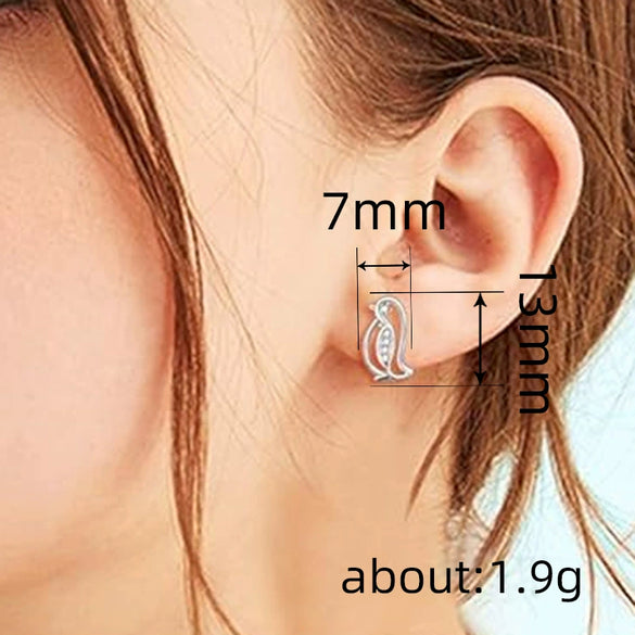 Women's Cute Penguin Animal Earrings Hollowout Copper Jewelry With Electroplated Finish And Sparkling Detail