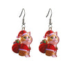 Women's Cute Puppy And Kitten Acrylic Christmas Earrings With Electroplated Animal Design And Gold Ear Needles