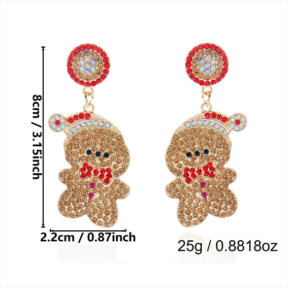 Women's Cute Snowman Bear Earrings Alloy Electroplated Jewelry With Stainless Steel Posts Minimalist Highend Style