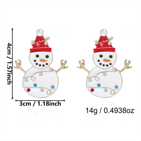 Women's Cute Snowman Bear Earrings Alloy Electroplated Jewelry With Stainless Steel Posts Minimalist Highend Style