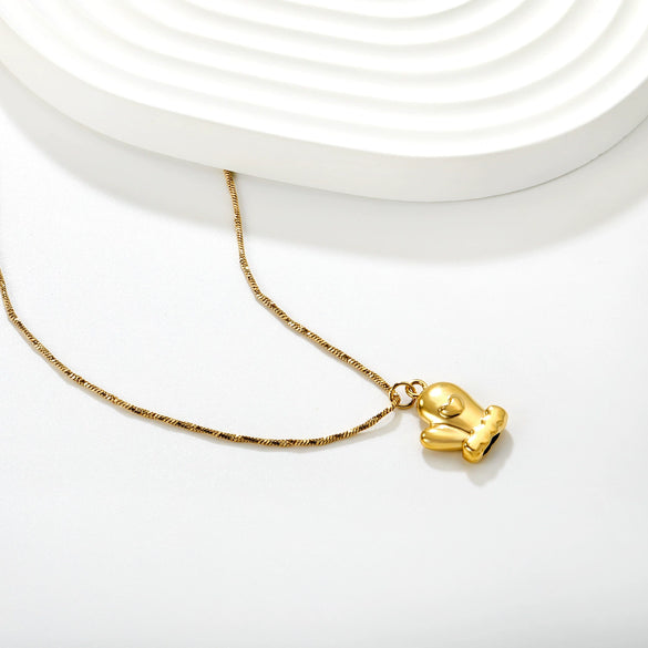 Women’s Cute Stainless Steel Heart Water Drop Bell Pendant Necklace And Earrings Set With Electroplated Snake Bone Chain