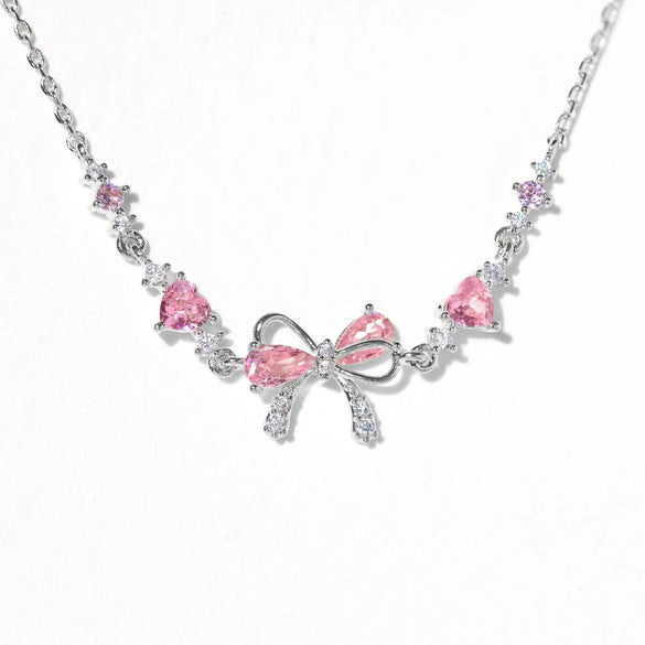 Women's Cute Sweet Bracelet Copper Plastic Love Zircon Butterfly Bow Set With Diamonds