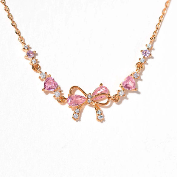 Women's Cute Sweet Bracelet Copper Plastic Love Zircon Butterfly Bow Set With Diamonds