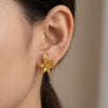 Women's 3D Flower Petal Textured Earrings Stainless Steel With 18K Gold Plating Minimalist Floral Design