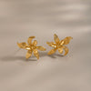 Women's 3D Flower Petal Textured Earrings Stainless Steel With 18K Gold Plating Minimalist Floral Design