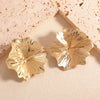 Women's 3D Flower Stud Earrings With Glossy Electroplated Iron Design And Stainless Steel Posts Fashion Statement Floral Jewelry