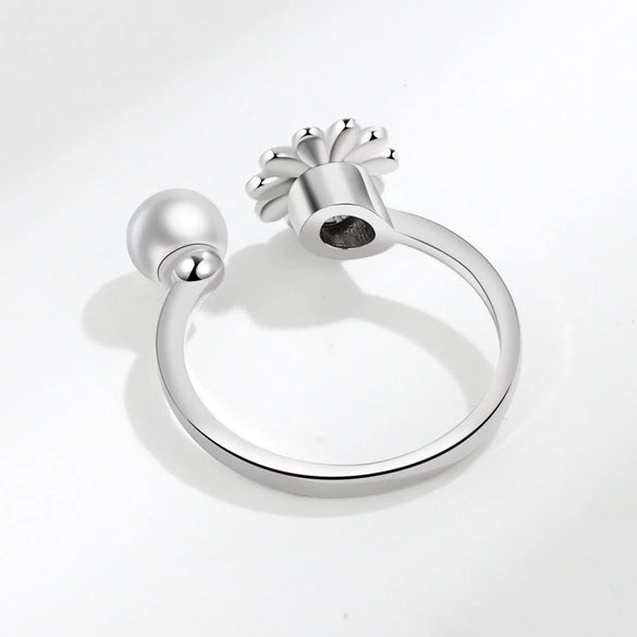 Women's Daisy Pearl Rotating Ring Copper Geometric Electroplating Jewelry