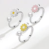 Women's Daisy Pearl Rotating Ring Copper Geometric Electroplating Jewelry