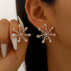 Women's Diamond Snowflake Pearl Earrings Mixed Material Light Luxury Minimalist Party Jewelry