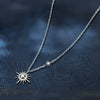 Women's Diamond Sterling Silver Star Shaped Gem Inlaid Clavicle Necklace With Rhodium Gold Treatment