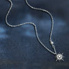 Women's Diamond Sterling Silver Star Shaped Gem Inlaid Clavicle Necklace With Rhodium Gold Treatment