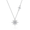 Women's Diamond Sterling Silver Star Shaped Gem Inlaid Clavicle Necklace With Rhodium Gold Treatment