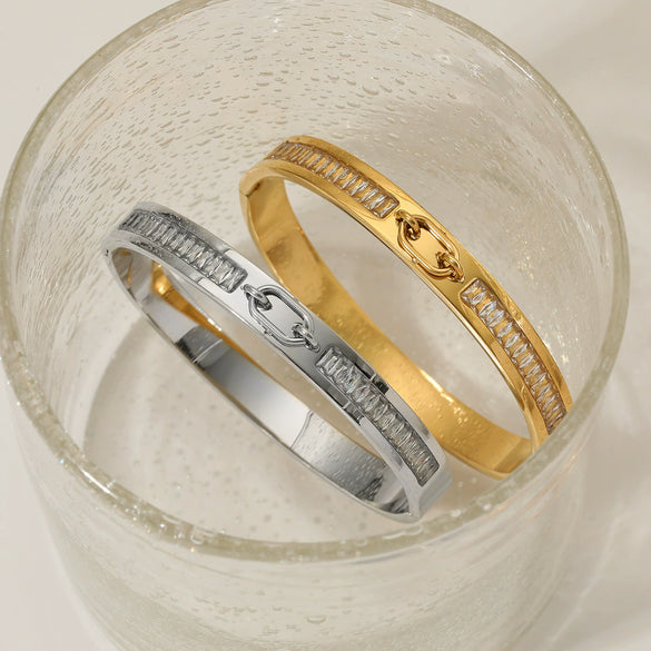 Women's Diamondencrusted Stainless Steel Vacuum Plating Light Luxury Fashion Geometric Bracelet
