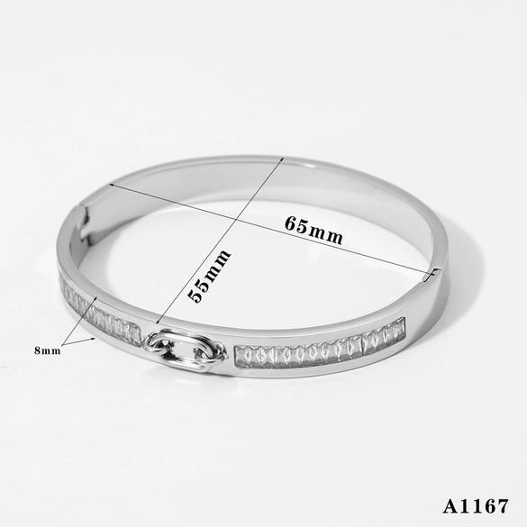 Women's Diamondencrusted Stainless Steel Vacuum Plating Light Luxury Fashion Geometric Bracelet